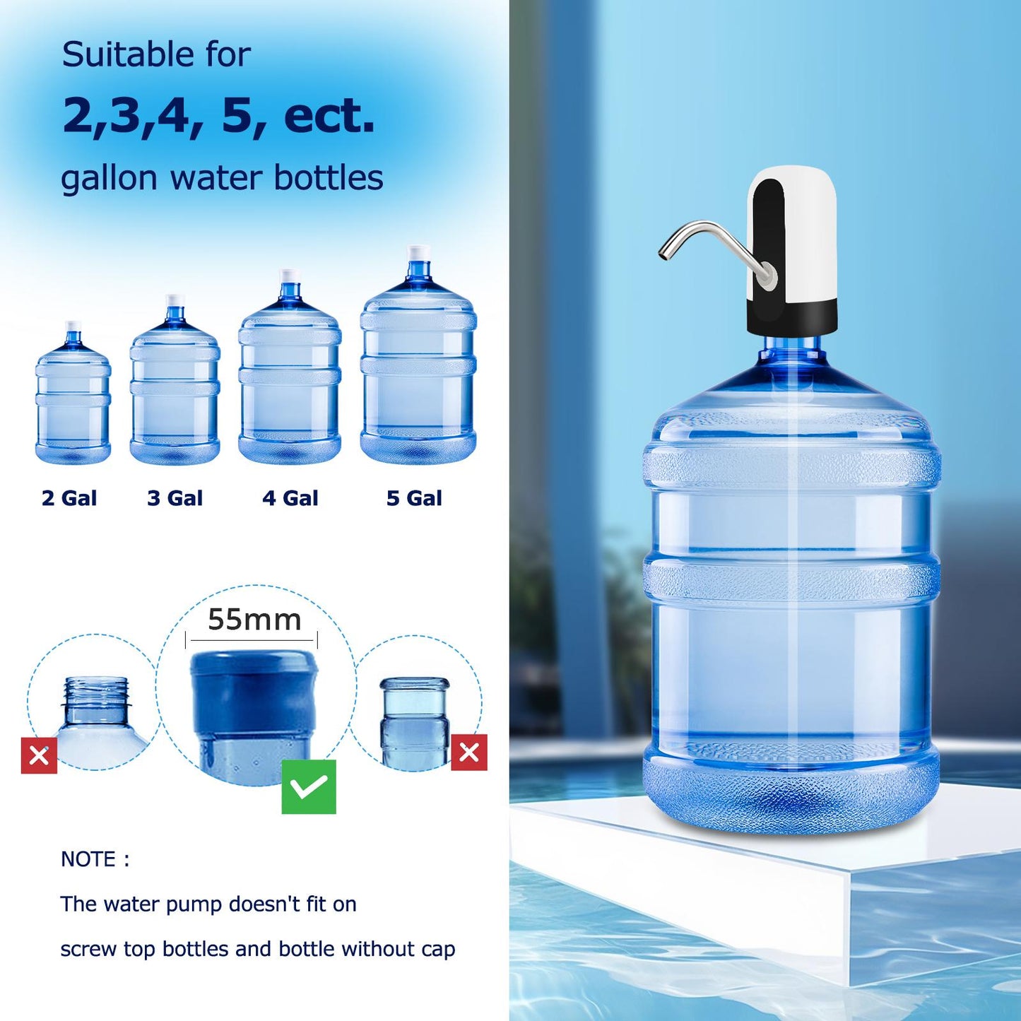 Rechargeable 5 Gallon Water Dispenser Pump 💧🔋