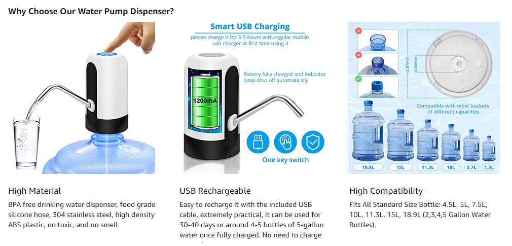 Rechargeable 5 Gallon Water Dispenser Pump 💧🔋